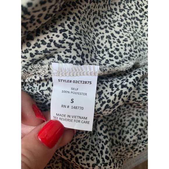 Black Speckle On Tan Print Tank Top Blouse V-neck Shell Chemise Elastic Waist XS - Picture 4 of 4